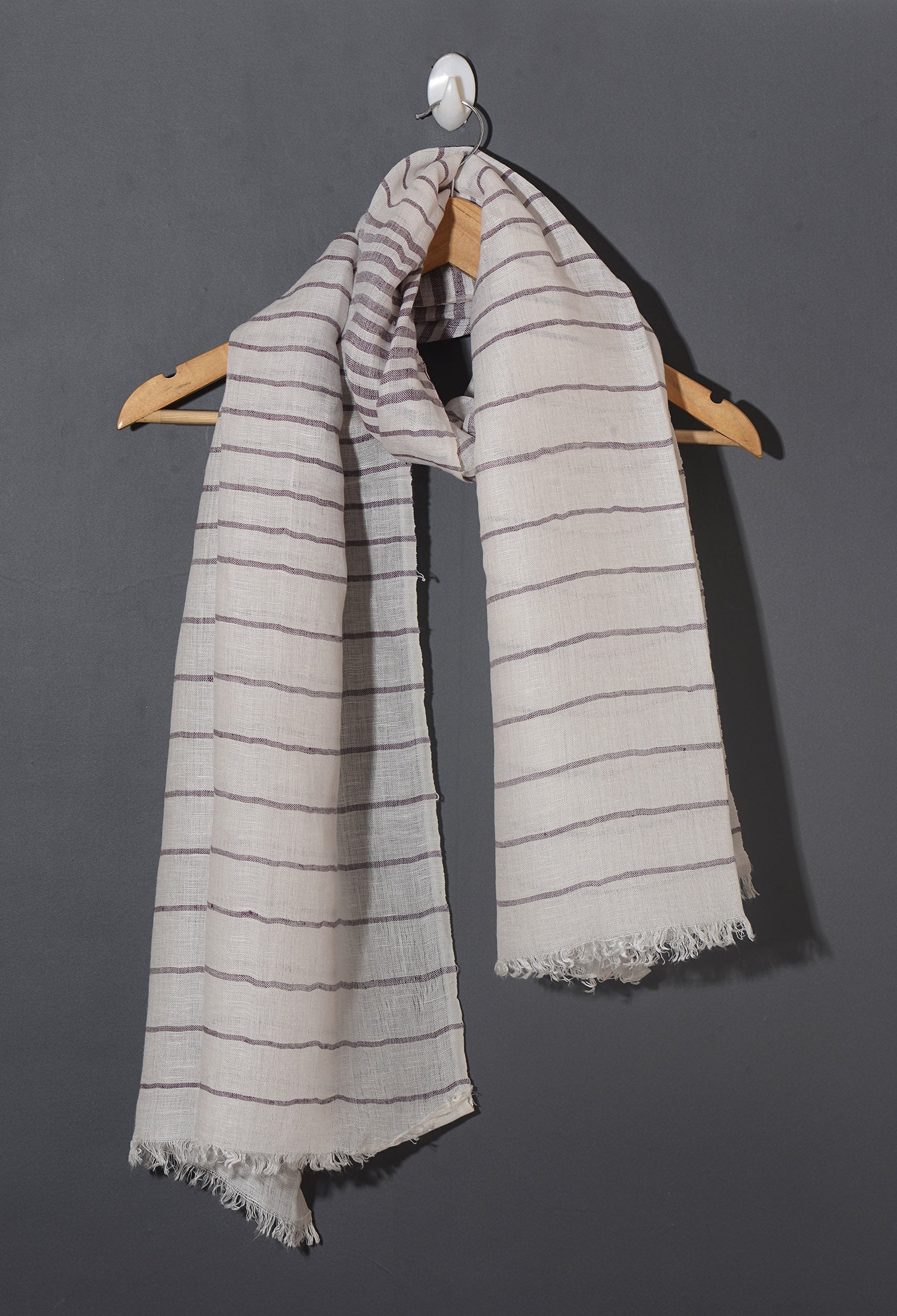 Linen Classic Stripes Stole - Purple