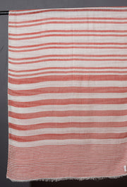 Linen Classic Bold Stripes Stole - Coral Red