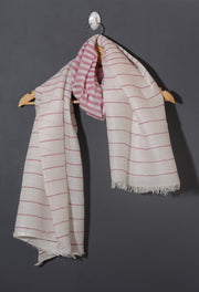 Linen Classic Stripes Stole - Pretty Pink