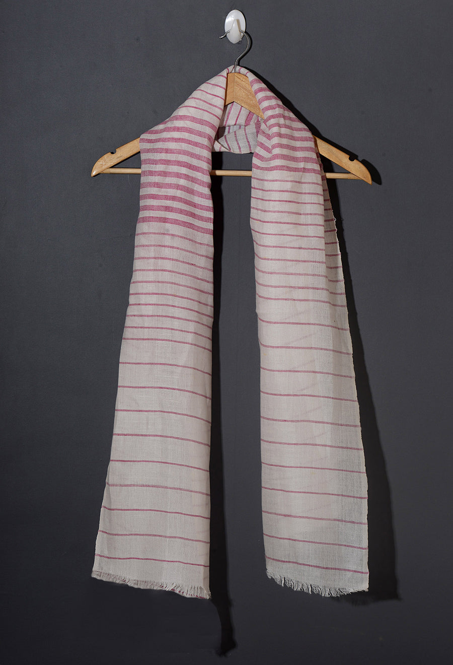 Linen Classic Stripes Stole - Pretty Pink