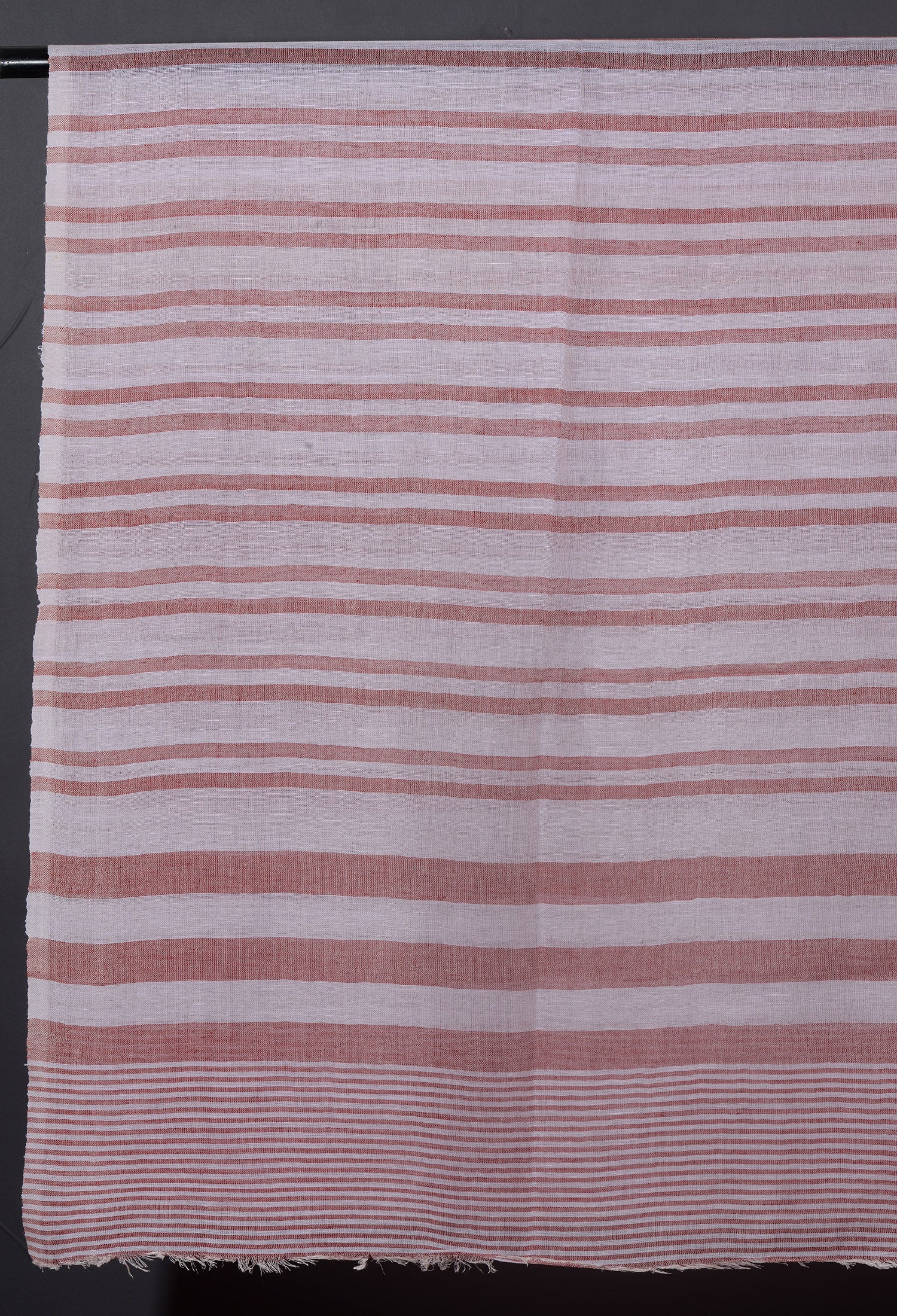 Linen Classic Stripes Stole - Coral Red