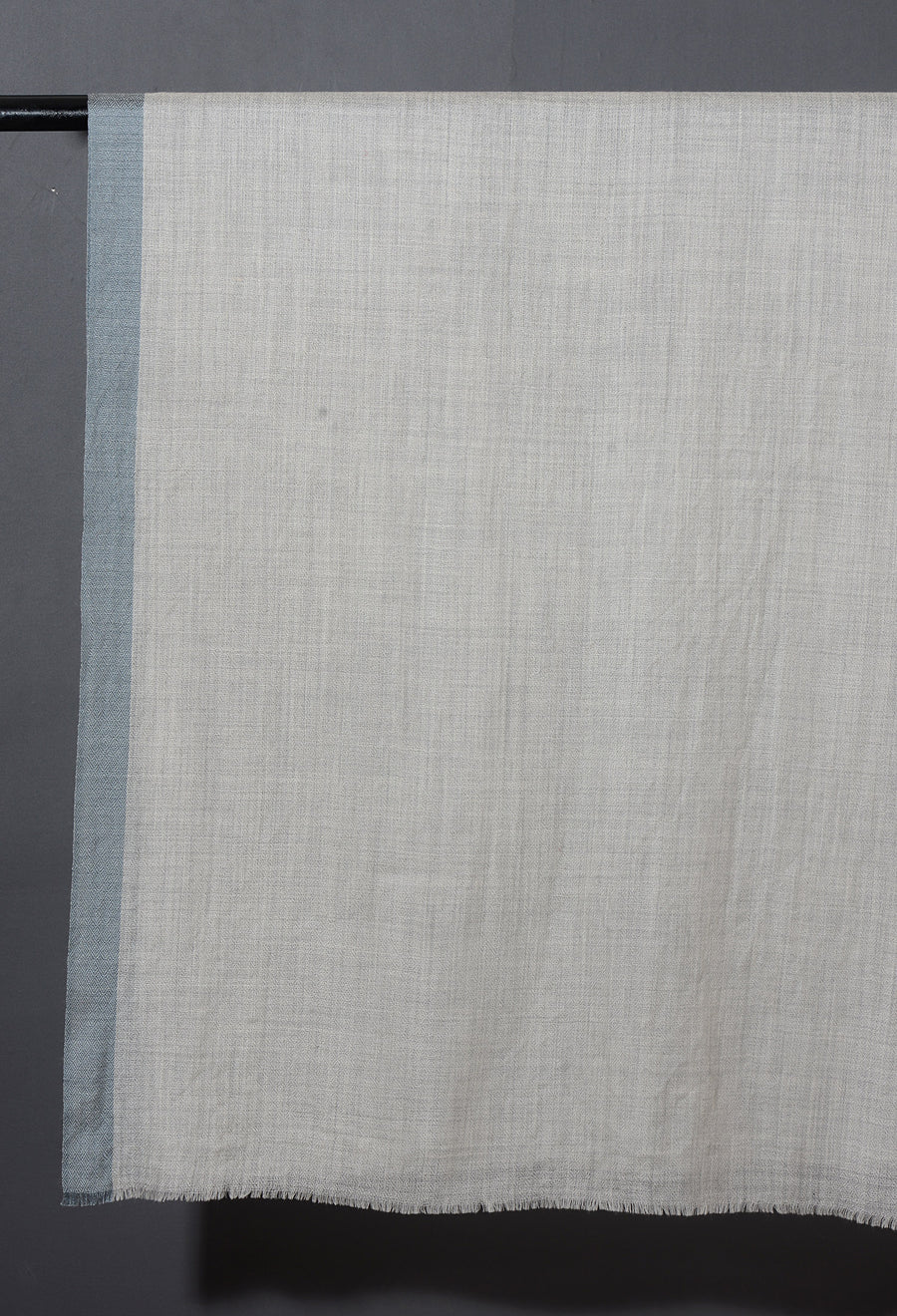 Striped Border Pashmina  -  Natural with silver grey border