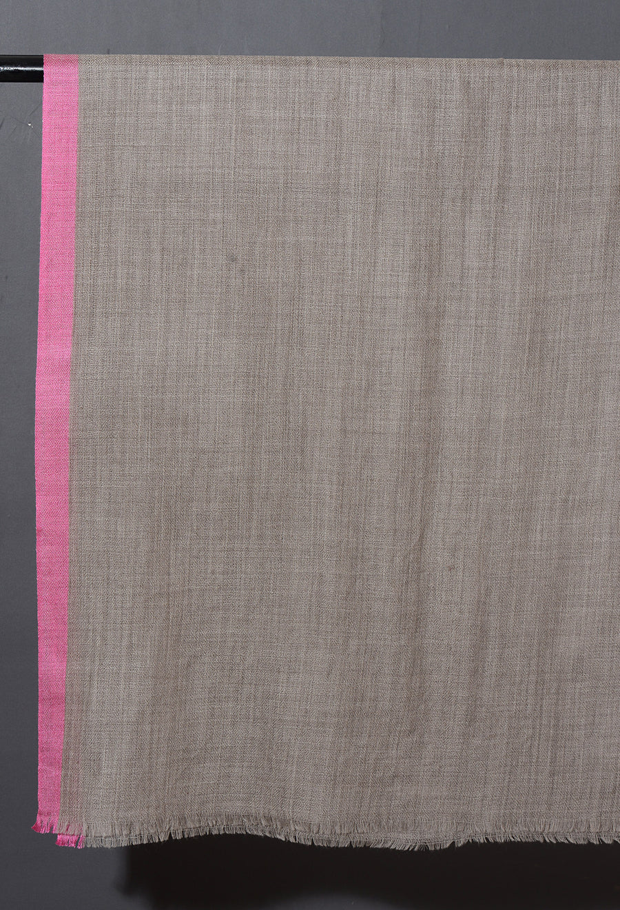 Striped Border Pashmina  -  Natural with purple border