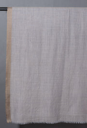 Striped Border Pashmina  -  Natural with linen border