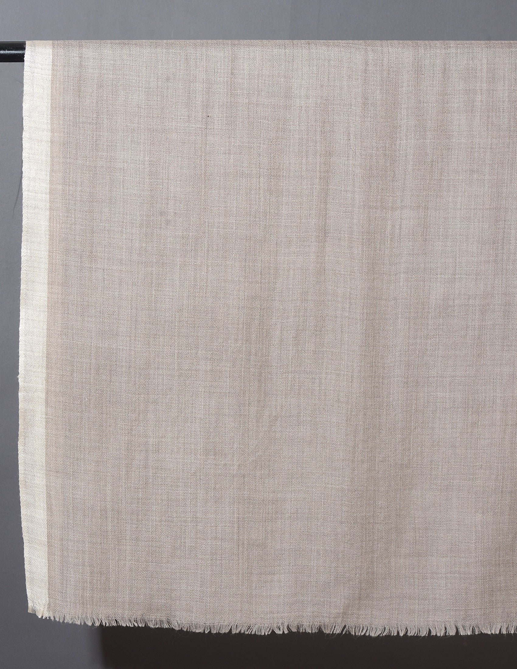 Striped Border Pashmina  - Natural with White border