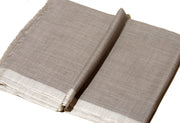 Striped Border Pashmina  - Natural with White border