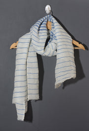 Linen Classic Stripes Stole - Royal Blue