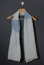 Linen Classic Stripes Stole - Royal Blue