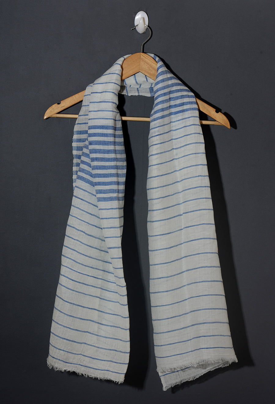 Linen Classic Stripes Stole - Royal Blue