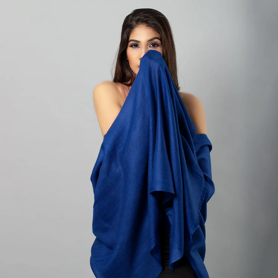 Royal Admiral Blue Solid Pashmina