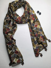 OMVAI Abstract Geometric Print Silk Stole -  Multi