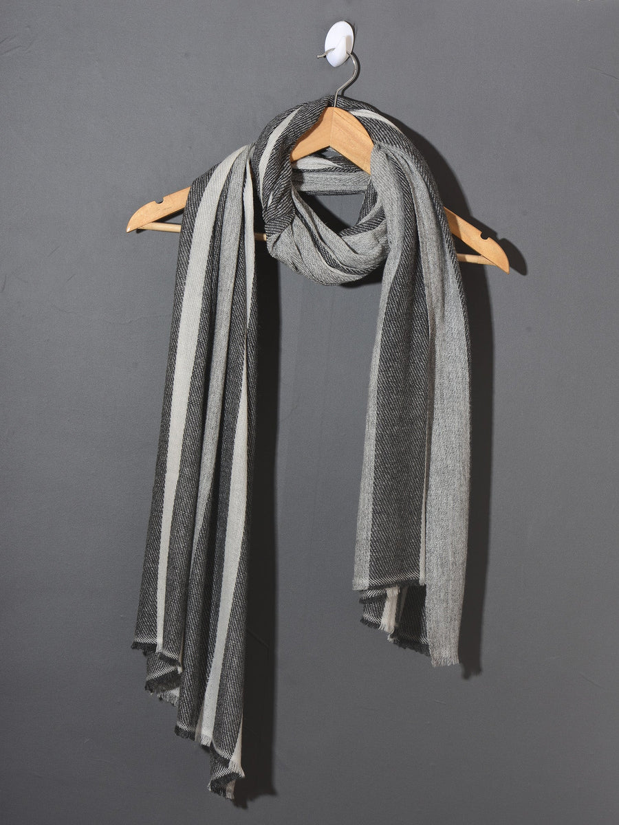 Striped Patterned Super Soft Woolen Muffler -  Shades of Grey