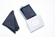 OMVAI Solid Silk Pocket Square Navy