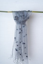 OMVAI Woven Spindles Silk Organza Stole - Steel Grey