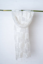 OMVAI Woven Beauty Organza Stole - Peal White